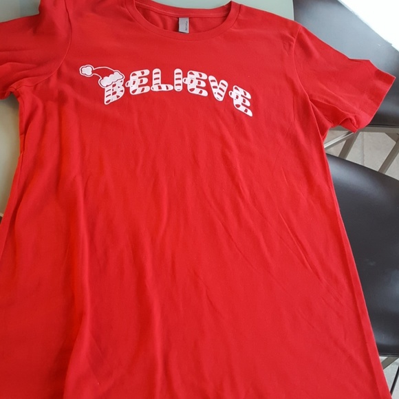 'Believe' Christmas t-shirt. Red. Santa hat... - Picture 2 of 4